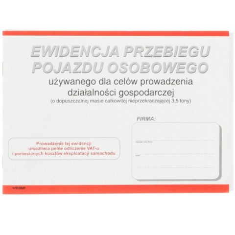 Druk offsetowy ewidencja przebiegu pojazdu A5 A5 20k. Stolgraf (P5) Stolgraf