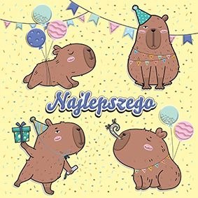 Kartka składana kw Karnet KW KAPIBARY Henry (5905701485086) Henry