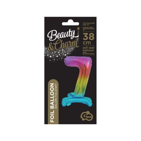 Balon foliowy cyfra 7 stojąca 38cm, tęczowa Godan (BC-ATT7) Godan