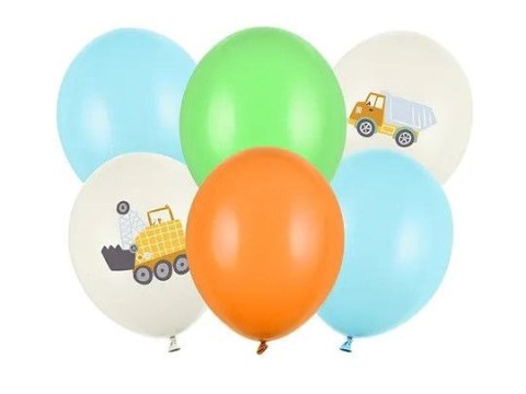 Balon gumowy Pojazdy budowlane (1 op. / 6 szt.) mix 300mm 30cal Partydeco (SB14P-334-000-6) Partydeco