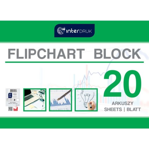 Blok do tablic flipchart A1 20k. 80g czysty [mm:] 1000x640 Interdruk (FLI20) Interdruk