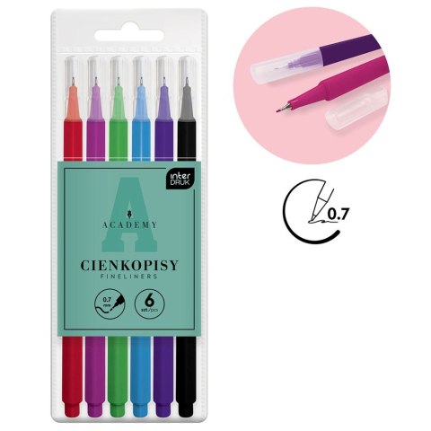 Cienkopis ACADEMY wkład mix 0,7mm 6kol. Interdruk (5902277350046) Interdruk