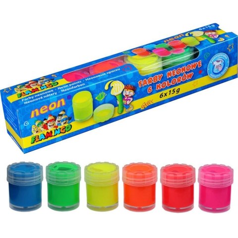 Farby plakatowe neonowe kolor: mix 6 kolor. Flamingo (FP6N) Flamingo