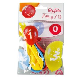 Balon gumowy Arpex z nadrukiem cyferki - 0 (3 szt.) mix 280mm (KB1894-0-9944) Arpex