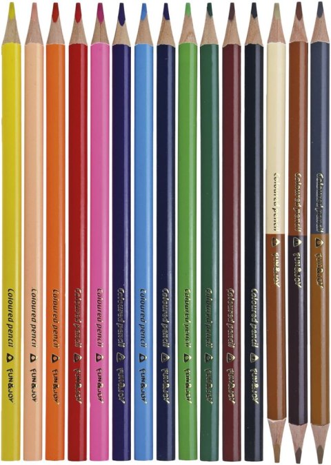 Kredki ołówkowe 12 kolorów+ 3 dwustronne cieliste trójkątne 18 kol. Fun&Joy Fun&Joy