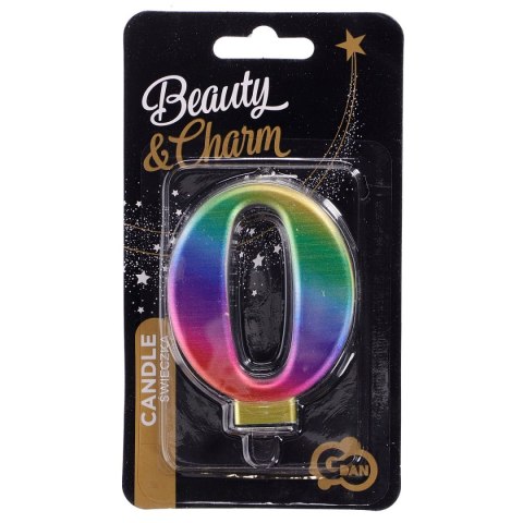 Świeczka urodzinowa cyferka 0, tęczowa 8 cm Godan (PF-SCG0) Godan