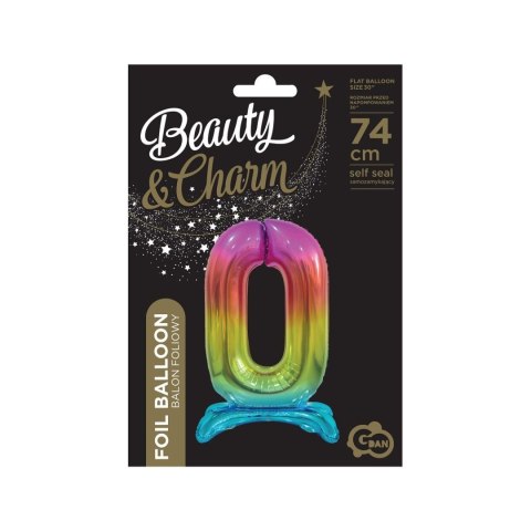 Balon gumowy Beauty&Charm cyfra stojąca tęczowa tęczowa 750mm 30cal Godan (BC-ASTO) Godan