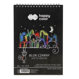 Blok artystyczny Happy Color czarny A5 80g 40k (HA 3808 1520-K40) Happy Color