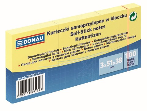 Notes samoprzylepny (karteczki) żółty 100k [mm:] 38x51 Donau (7585001-11) Donau