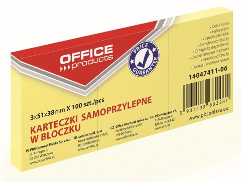 Notes samoprzylepny (karteczki) żółty 100k [mm:] 51x38 Office Products (14047411-06) Office Products