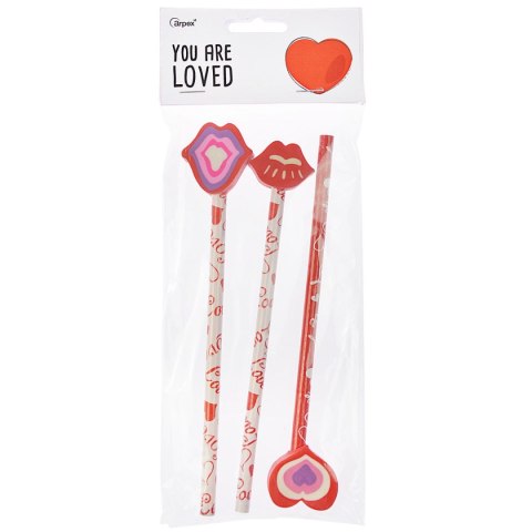 Ołówek Walentynkowe serduszka 3szt 19cm HB Arpex (WA6064) Arpex