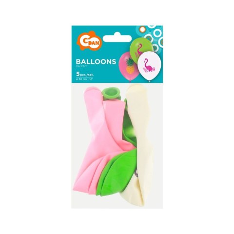 Balon foliowy Flaminfi i ananasy 12/5 szt 12cal Godan (130GZ-FLA5) Godan