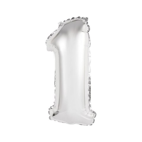 Balon foliowy cyfra 1 srebrny 35 cm 16cal Godan (FG-C35S1) Godan