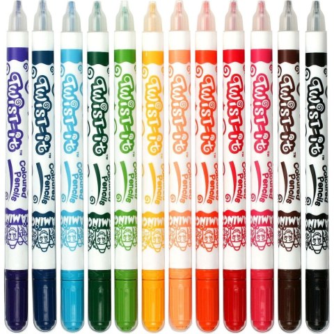 Kredki ołówkowe Twist-it Flamingo 12 kolorów wykręcane Flamingo