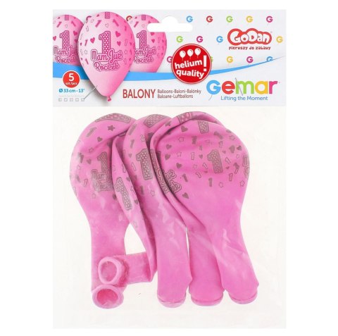 Balon foliowy Mam już roczek 13 cali, 5 szt. Godan (GS120/MJRR) Godan