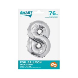 Balon foliowy Godan Smart cyfra 8 srebrna 76cm (CH-SSR8) Godan