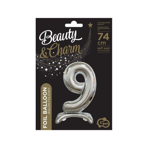 Balon gumowy Godan Beauty&Charm cyfra stojąca srebrna Srebrny (BC-ASS9) Godan