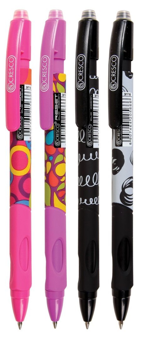 Długopis wymazywalny RESET CLIC DESIGNE żelowy wymazywalny wkład niebieski 0,7mm Cresco (450007) Cresco