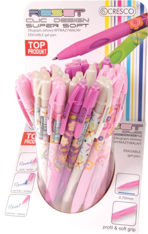 Długopis wymazywalny RESET CLIC DESIGNE żelowy wymazywalny wkład niebieski 0,7mm Cresco (450007) Cresco
