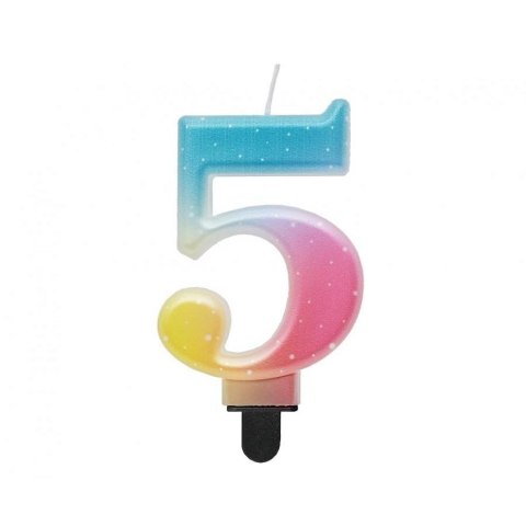 Świeczka urodzinowa cyferka 5, ombre, pastelowa, 8 cm Godan (SF-OPA5) Godan