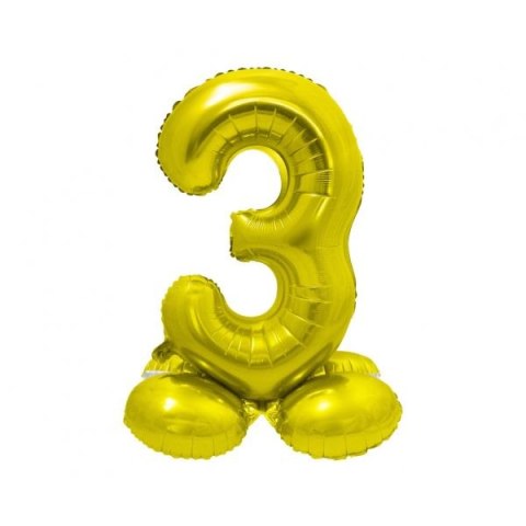Balon foliowy Smart Cyfra stojąca 3, złota, 72 cm Godan (CS-SZL3) Godan