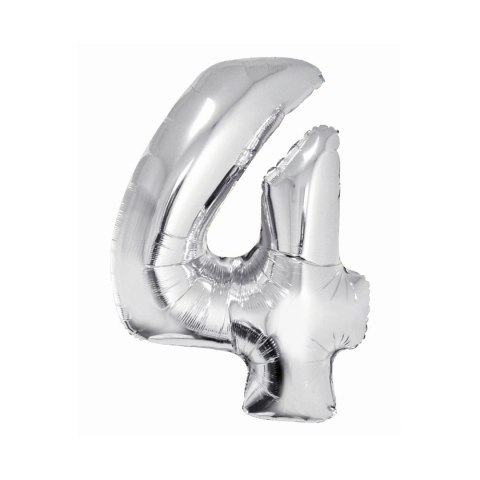 Balon foliowy Smart cyfra 4 srebrna 76cm Godan (CH-SSR4) Godan