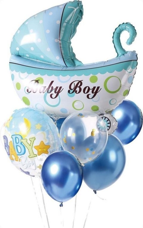 Balon gumowy zestaw balonów 9 elementów baby boy niebieski Antella Antella