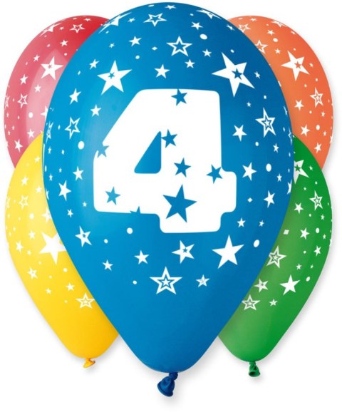 Balon gumowy Z NADRUKIEM 5 szt mix 300mm 12cal Godan (GS110/4) Godan