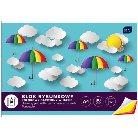 Blok rysunkowy A4 kolorowy 80g 10k Interdruk (BLRK10B) Interdruk