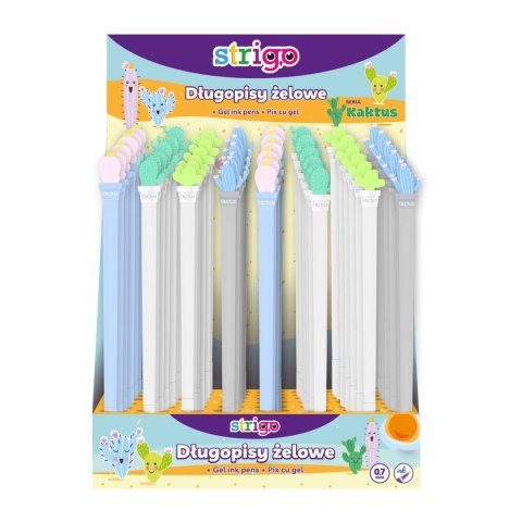 Długopis KAKTUSY żelowy wkład niebieski 0,5mm Strigo (SSC2231) Strigo