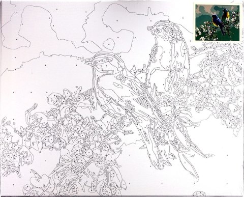 Zestaw kreatywny Malowanie po numerach 40x50cm Ptaki Flamingo Line (FLG019-01) Flamingo Line