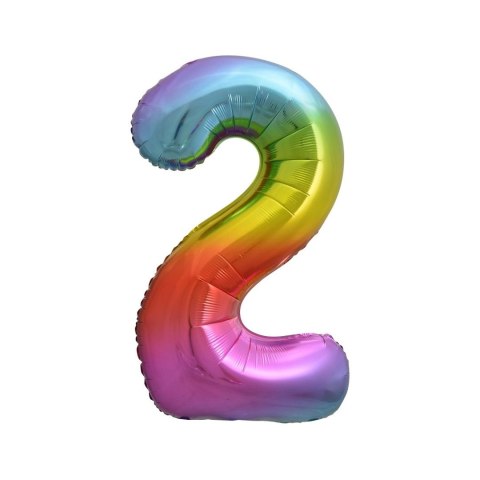 Balon foliowy cyfra 2 tęczowy 85cm 40cal Godan (HS-C34T2) Godan