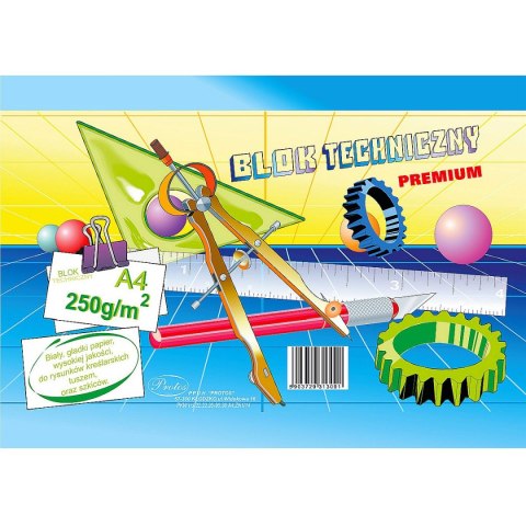 Blok techniczny A4 biały 250g 10k Protos Protos
