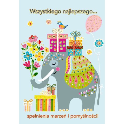 Kartka składana SŁON Z PREZENTAMI B6 Henry (5905701484416) Henry