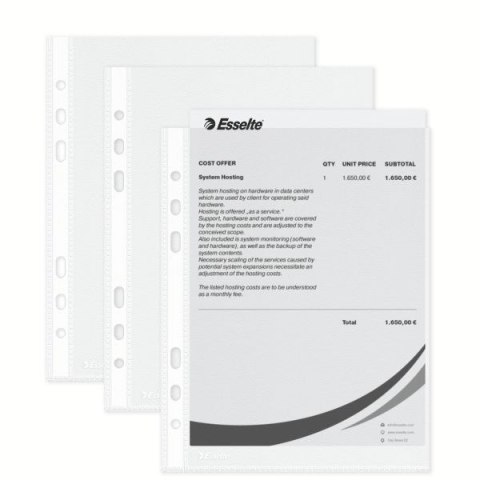 Koszulki na dokumenty A5 kolor: przezroczysty typu U 43 mic. Esselte (23782) Esselte