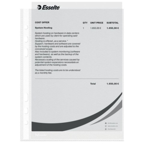 Koszulki na dokumenty A5 kolor: przezroczysty typu U 43 mic. Esselte (23782) Esselte