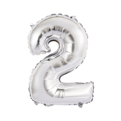 Balon foliowy cyfra 2 srebrny 35 cm 16cal Godan (FG-C35S2) Godan