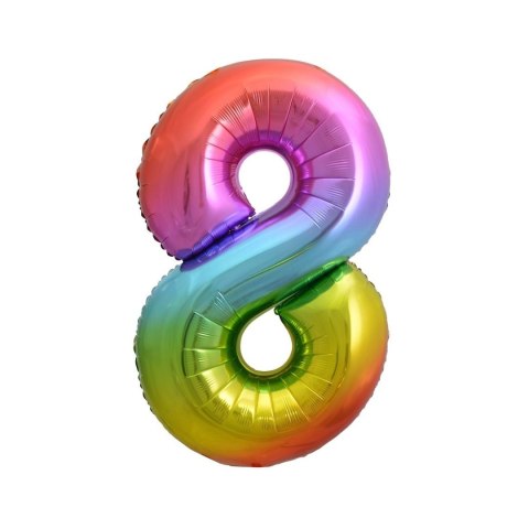 Balon foliowy cyfra 8 tęczowy 85cm 40cal Godan (HS-C34T8) Godan
