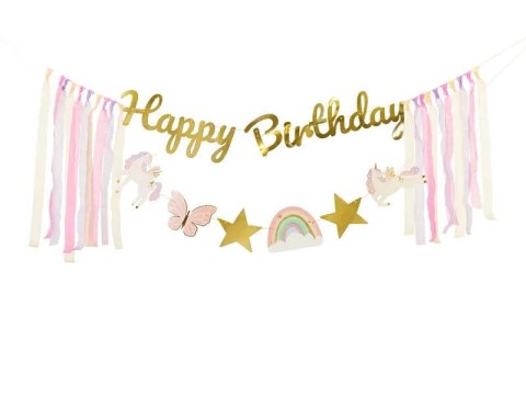 Baner Happy Birthday Jednorożec, 230x17.5 cm Partydeco (GRL120) Partydeco