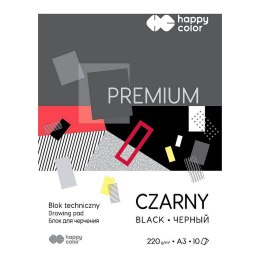 Blok techniczny Happy Color Premium A3 czarny 220g 10k [mm:] 297x420 (HA 3722 3040-9) Happy Color