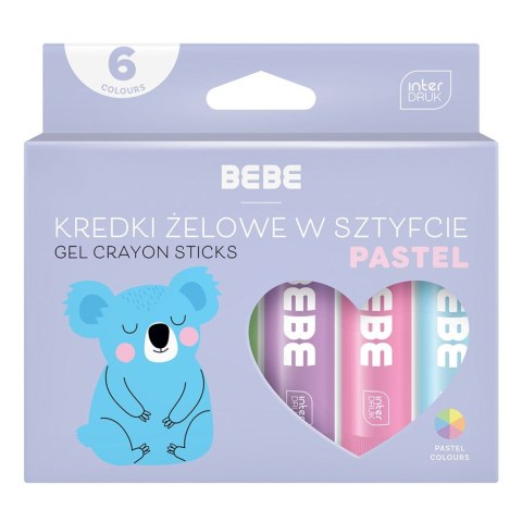 Kredki żelowe BB PASTEL 6x10g 5902277316639 Interdruk (IFARPLSZTBBP) Interdruk