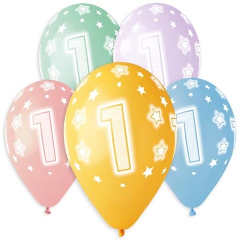Balon gumowy Premium Hel z nadrukiem 1, 13 cali/5 sztuk mix 330mm 13cal Godan (GS120/1) Godan