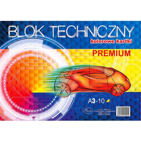 Blok techniczny A3 kolorowy 10k Protos Protos