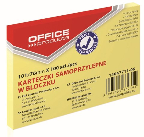 Notes samoprzylepny (karteczki) żółty jasny 100k [mm:] 101x76 Office Products (14047711-06) Office Products