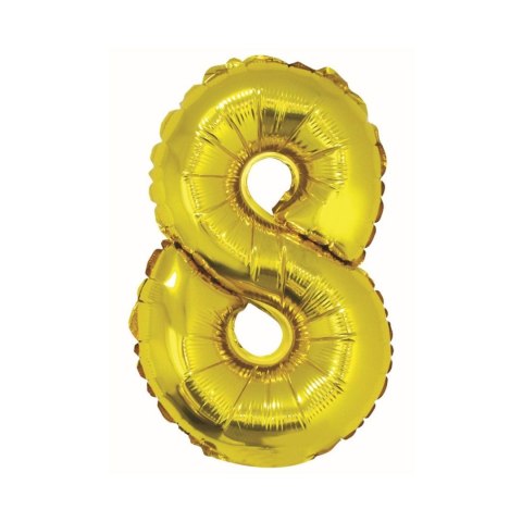 Balon foliowy cyfra 8 złoty 35 cm Godan (FG-C35Z8) Godan