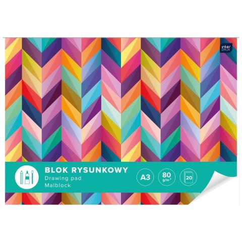 Blok rysunkowy A3 biały 80g 20k [mm:] 420x297 Interdruk (BLRA3) Interdruk