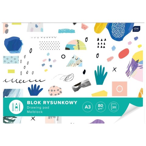 Blok rysunkowy A3 biały 80g 20k [mm:] 420x297 Interdruk (BLRA3) Interdruk