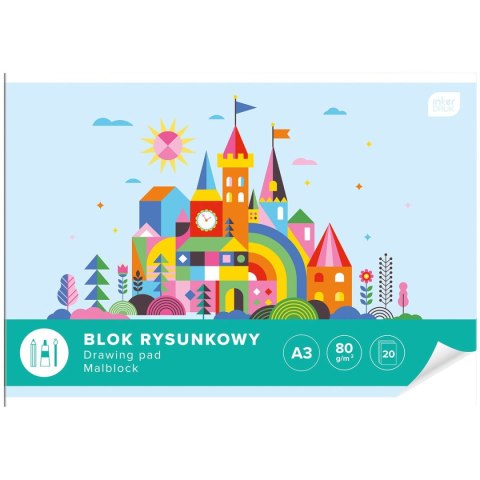 Blok rysunkowy A3 biały 80g 20k [mm:] 420x297 Interdruk (BLRA3) Interdruk