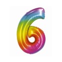 Balon foliowy Smart cyfra 6 tęcza 76cm Godan (CH-STC6) Godan