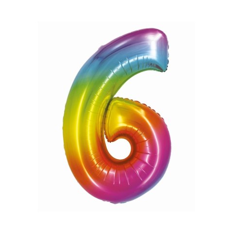 Balon foliowy Smart cyfra 6 tęcza 76cm Godan (CH-STC6) Godan